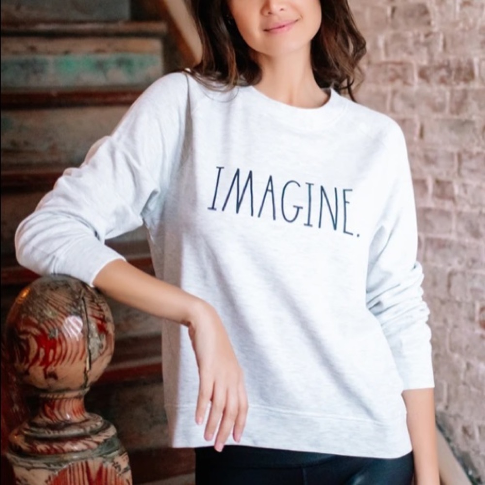 Women’s XL , Rae Dunn Light Gray 'IMAGINE.' Crewneck Sweatshirt